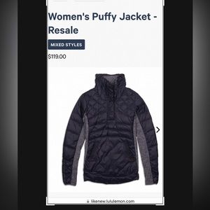 Lululemon like new womens puffy light weight jacket
